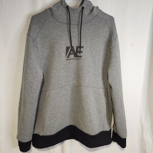 American Eagle Outfitters Men Long Sleeve Gray Black Hooded Logo XL TG Hoodie
